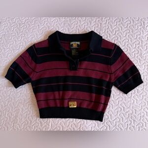 FB COUNTY Maroon and Black Charlie Brown Crop Top